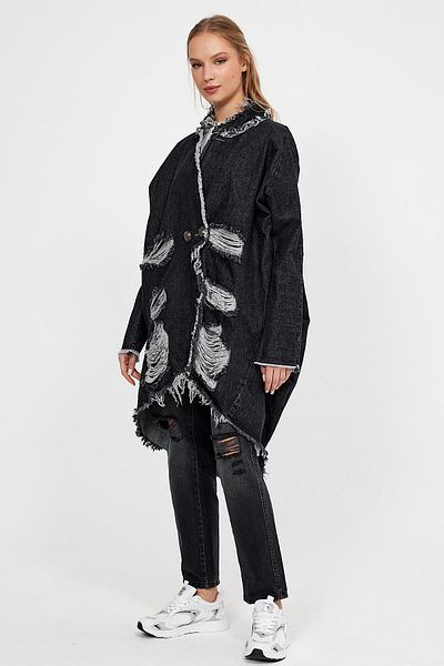 ALEXANDERGARDI SPECIAL COLLECTION LONG DENIM JACKET WITH RUBBLE DETAIL (4610)