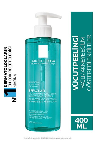 La Roche Posay EFFACLAR Micro-Peeling Gel - 400 ML Washing Gel for Oily and Acne Prone Skin