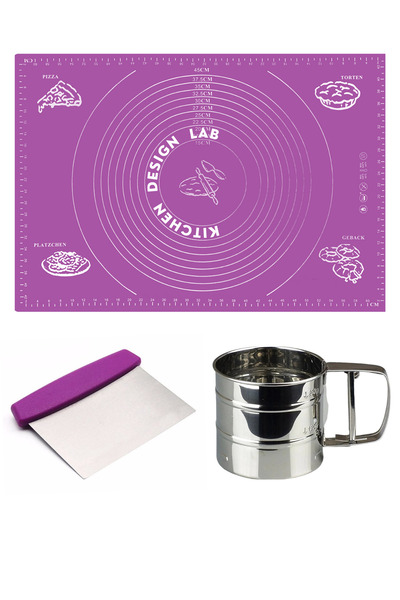 Kitchen Design Lab Mor Silikon Ölçülü Çok Amaçlı Hamur Açma Matı 45 Cm X 65 C...