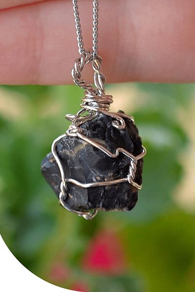 Tesbih Atölyesi Certified Wire Wrapped Raw Unprocessed Onyx Stone Necklace