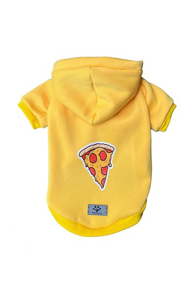 PetiliDünya Pizza yellow hoodieCat & Dog Apparel Sweatshirt 100% Cotton