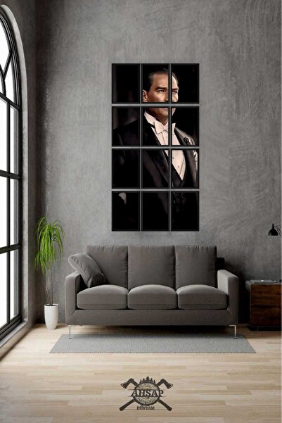 ahşap dünyam Παζλ 12 τεμαχίων Atatürk ATAM Πλαίσιο Προβολή Τραπέζι MDF Στολίδ...