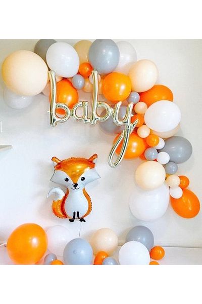 Party City Cute Fox Themed Concept Foil Balloon Birthday Party Celebration Set