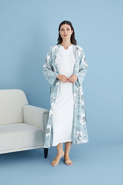 BLACKMORE ثوب نوم نسائي منقوش بالزهور باللون الأخضر، ثوب نوم للحوامل وثوب نوم...