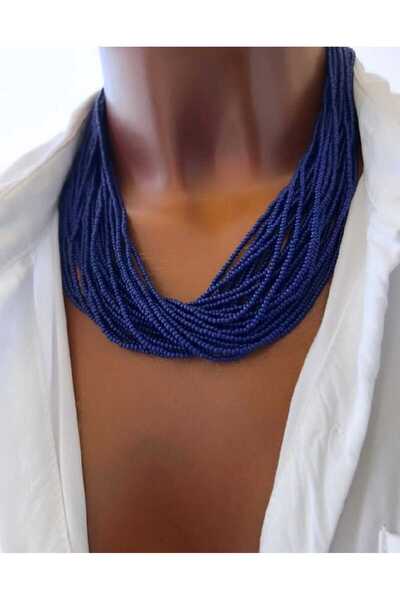 İPAR AKSESUAR Lacivert Kum Boncuk Çoklu Tarz Kolye