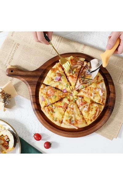 STARDUST Iroko Thick Wooden Pizza Presentation Plate 24 cm