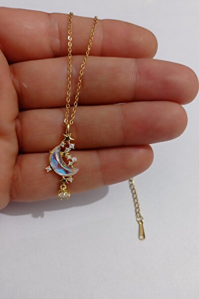 Satış Diyarı قلادة القمر والنجمة المصنوعة من الفولاذ المقاوم للصدأ تضيف أناقة...