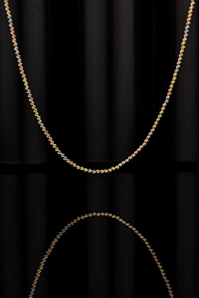 KazarKuyumculuk 3 Renk Sarı-Beyaz-Rose Toplu 14 Ayar Altın Dorika Kadın Kolye