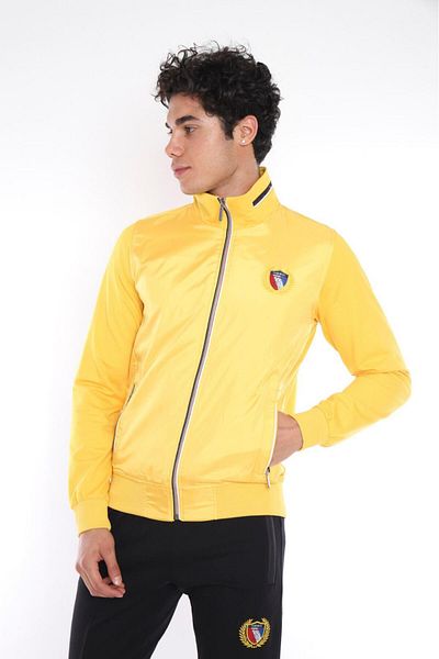 NEED LİFE Men's Yellow Black Daily Comfortable Fit 2 Thread Fabric Front Woven Detailed Tracksuit Set