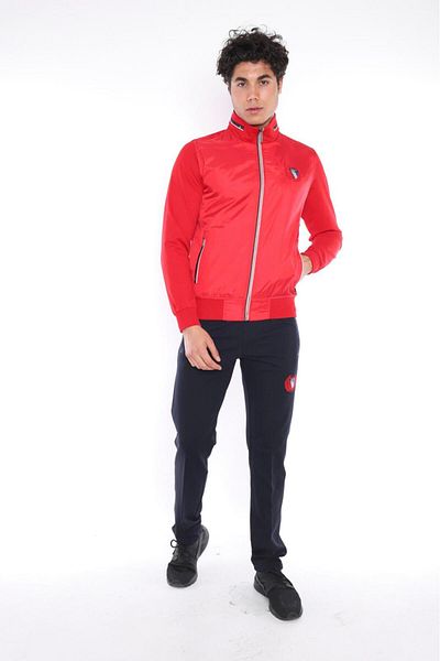 NEED LİFE Men's Red Black Daily Comfortable Fit 2 Thread Fabric Front Woven Detailed Tracksuit Set