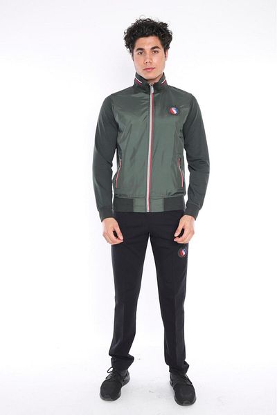 NEED LİFE Men's Khaki Black Daily Comfortable Fit 2 Thread Fabric Front Woven Detailed Tracksuit Set