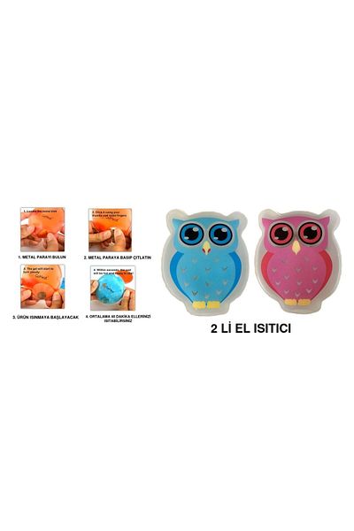 Bosphorus COLORFUL OWL POCKET STOVE, HAND WARMER, 2 HOT WATER BAGS PVC 9cm