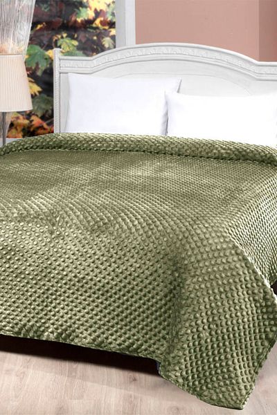 MİNK Olive Green Mink Double Blanket - 200*220 cm