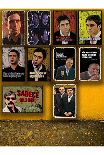 TAKIFİX Kurtlar Vadisi Replikleri Seti 10 Adet 20x30 Cm Retro Ahşap Poster