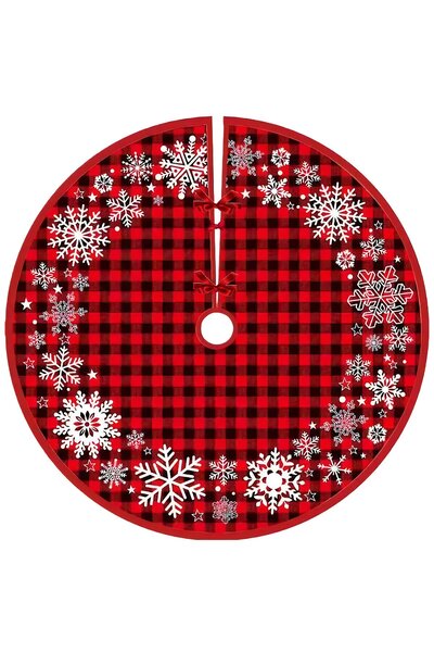 Sister Home Design Buffalo Plaid Christmas Pine Tree Cover - Snowflakes Chris...