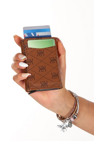 Newish Unisex Patterned Anti-Theft Rfid Protected Vegan Leather Wallet and Card Holder