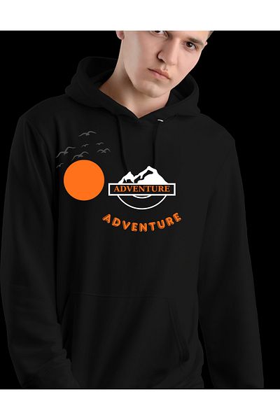 LecaTTe Adventure Written Μαύρο φούτερ με δύο κλωστές, φούτερ με κουκούλα