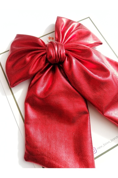 NEW BOWS BANDS Girl's Large Pinwheel Clip Hair Clip Red Lame