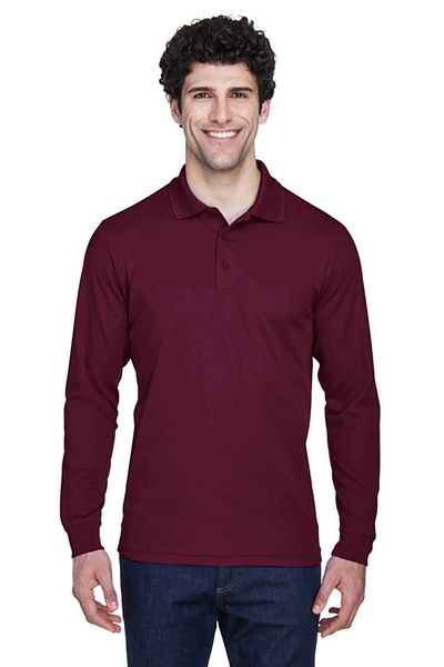Nacar Claret Red Polo Collar Long Sleeve T-Shirt Cotton Long Sleeve Polo Collar Winter Tshirt