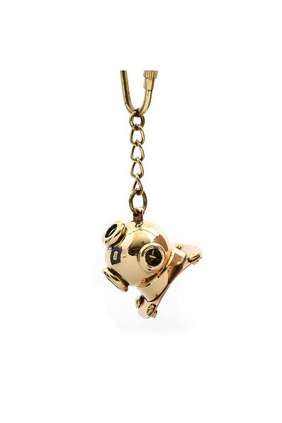keyfimshop Brass Diver Head Keychain