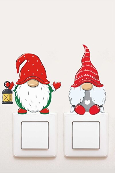 Grafikup Gnomes New Year Socket Socket Sticker, Christmas Sticker Set of 4
