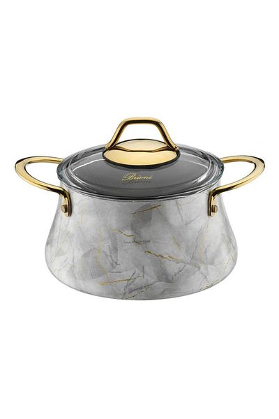 Brioni BRİONİ MARBLE 28 CM WHITE DEEP COOKER