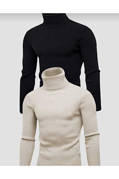 MaviMoure عبوة من قطعتين من سترة التريكو ذات الياقة المدورة بقصة ضيقة - الرقبة