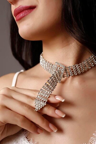 HUBANN فضة كريستال حجر حزام المختنق قلادة قلادة خاصة حجر المختنق