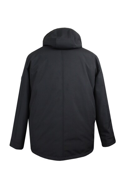 marufshop Men's Large Size Oversize Thick Winter Padded Waterproof Softshell Jacket Black