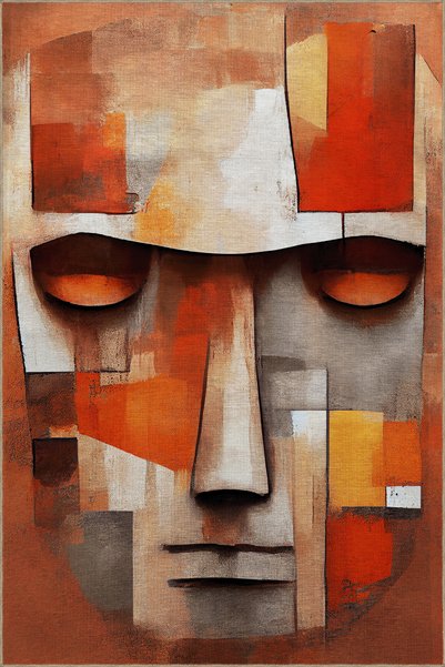 Rugs Modern Halı Multicolored Surrealist Themed Ethnic Men's Portrait Pattern...