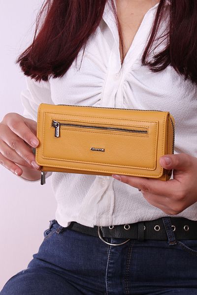 Grande 2636 Genuine Leather Women's Card Holder, Paper & Coin Compartment Model Stylish Card Holder Wallet YELLOW
