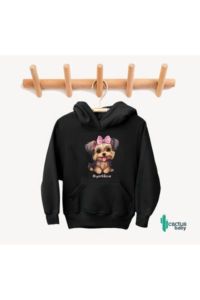 CACTUS COLLECTION Детски суитшърт с дизайн на куче, бебе йоркширски териер CACTUS