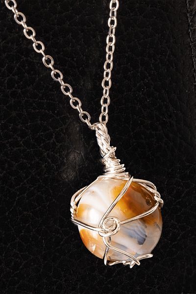 Tesbih Atölyesi Certified Wire Wrapped Colorful Agate Stone Necklace