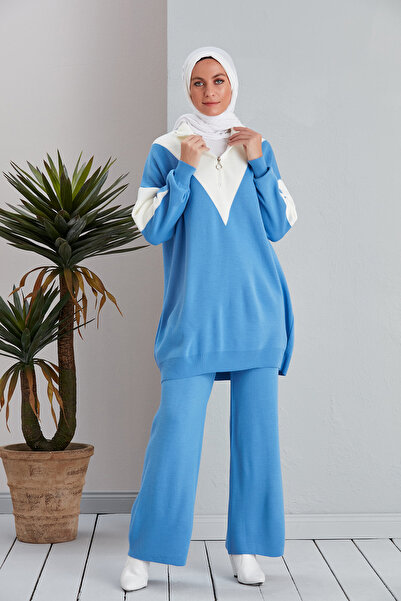 MODAMÜNASİP طقم بنطلون ناعم بتفاصيل مثلثة رائعة