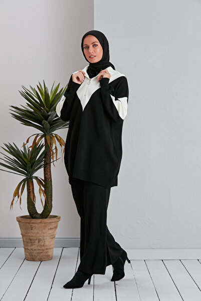 MODAMÜNASİP Υπέροχο Σετ Παντελόνι με Τριγωνική Λεπτομέρεια