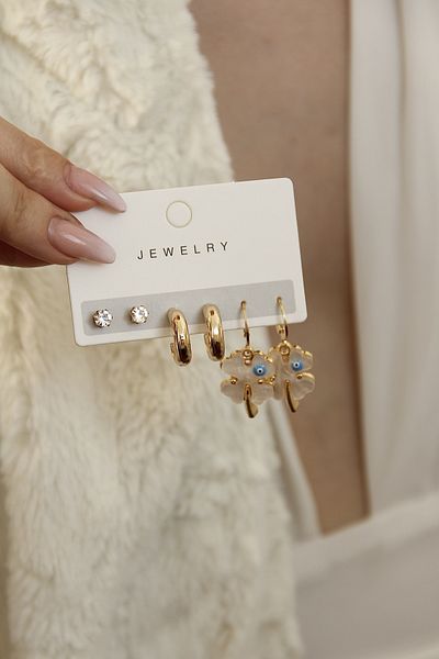 takıtarzım Clover mother of pearl earring set of 3 pairs