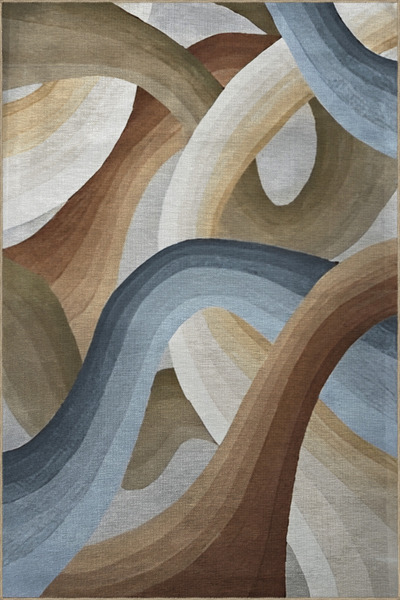 Rugs Modern Halı البني الأزرق تحت عنوان اللبلاب شريط دوامة الشكل منقوشة الإبد...