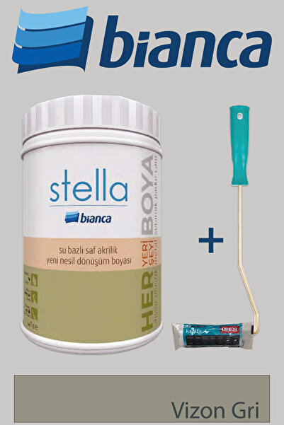 Bianca Stella Su Bazlı Saf Akrilik (1Lt Boya + Dekor Kadife Rulo)