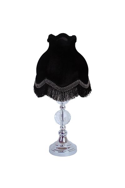Dekovien Velvet Black Lampshade - Crystal Glass, Chrome Metal Base Vintage Fringe AB0740