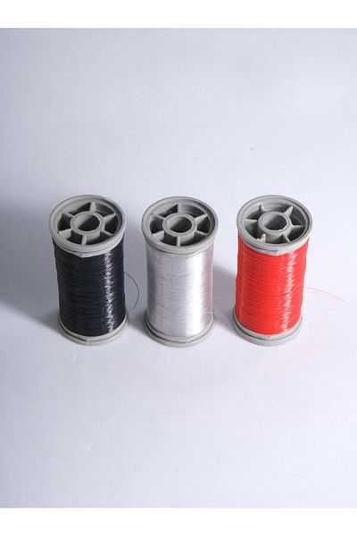 Eskişehir hobi sanat 3 Pieces of 100 Meters Ghost Rope (TOTAL 300 METERS) 0.10 Mm Fishing Line Red Black Transparent
