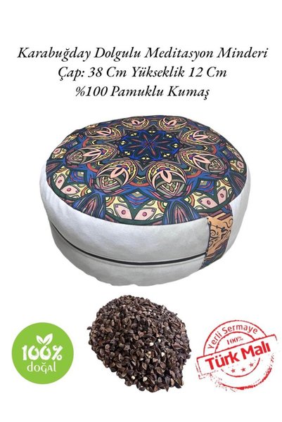 REMEGE Zafu jastuk za meditaciju punjen ljušticama heljde Koža - 100% pamuk j...