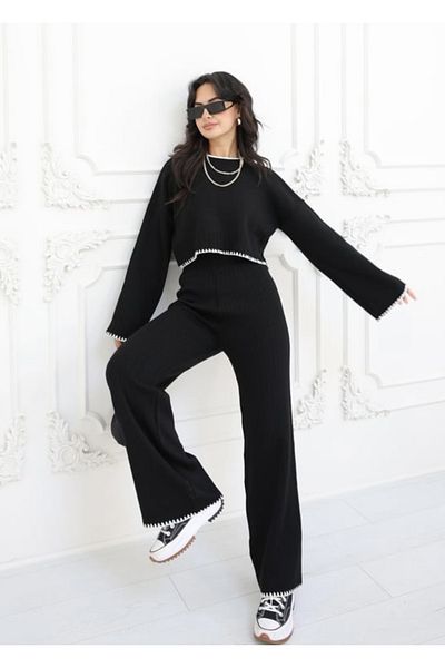 Liya Sewing detailed knitwear suit