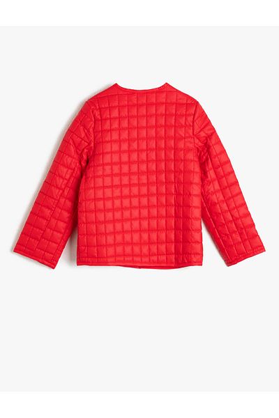 Koton Quilted Front Zipper Faux Leather Coat