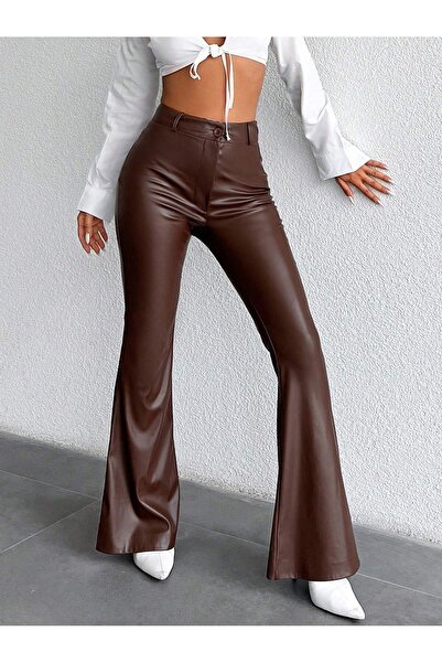 MONAMORE Pantaloni de damă din piele cu picioare spaniole