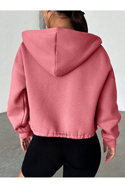 MONAMORE WOMEN'S BONE ZIPPERED FLETO POCKET CHARTED 3 THREAD SWEAT