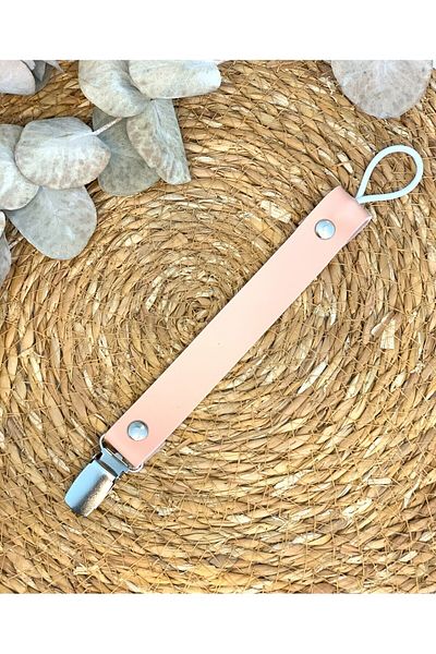 Mujo Baby&Kids Leather Pacifier Strap - Pacifier Chain - Pink - Baby Girl/Child