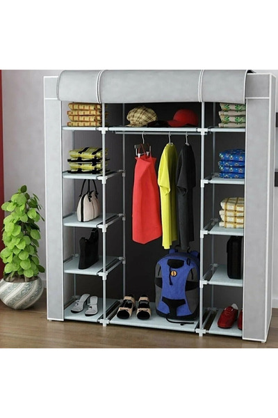 HOLTECH Çift Yandan 12 Raflı Bez Dolap Süper Gardırop