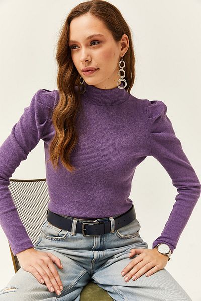 Olalook Lila Lycra-Bluse mit Prinzessinnenärmeln für Damen BLZ-19001595