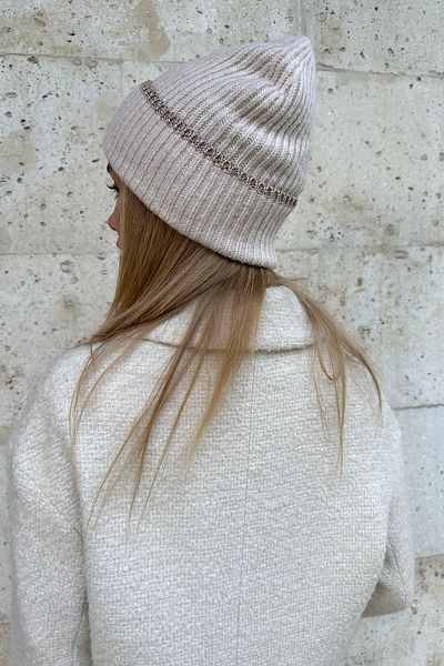 Trend Alaçatı Stili Dámský krémový třpytivý pruhovaný baret ALC-X11285