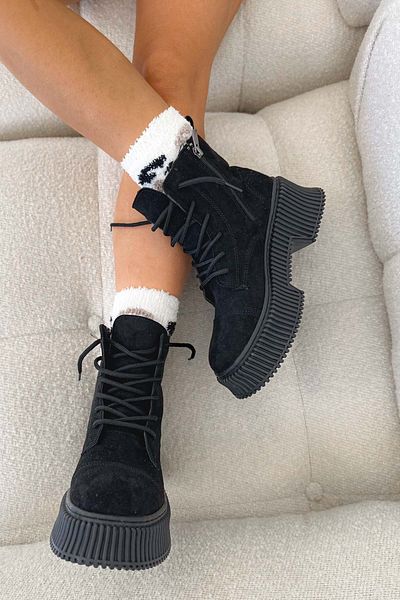 Shoebutik Μπότες Lazy Black Suede
